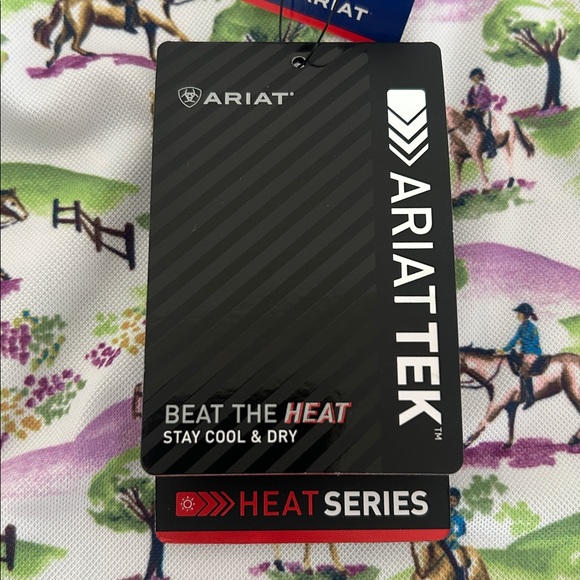 NWT-Ariat Kids Equestrian Print Sunstopper with SPF Protection- 10034995-L/12 - Picture 4 of 6